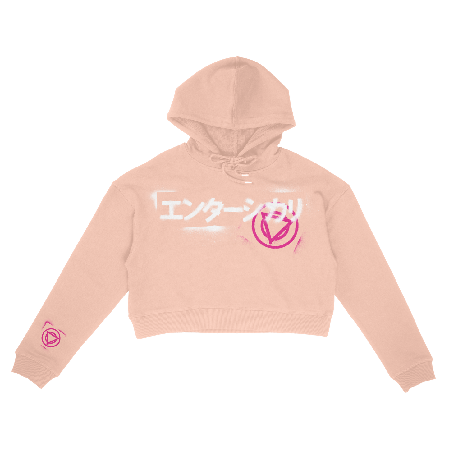 Spraypaint JPN Logo Cropped Hoodie - Pink